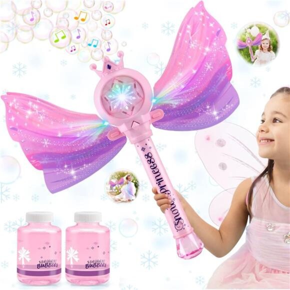 Bubble Wands for Kids Girls - LED Light & Music Bubble Machine: 3 AA Batteries - Picture 1 of 8
